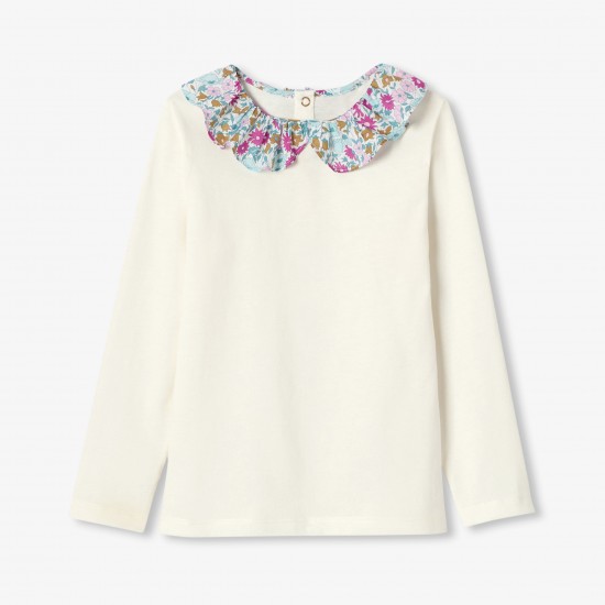Girl T-shirt with Liberty fabric collar