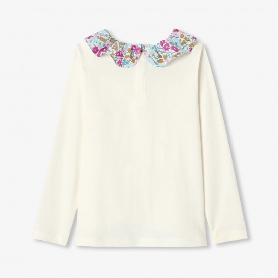 Girl T-shirt with Liberty fabric collar