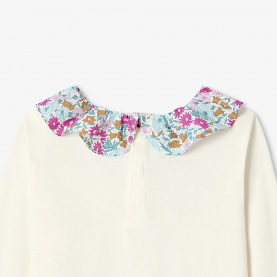 Girl T-shirt with Liberty fabric collar