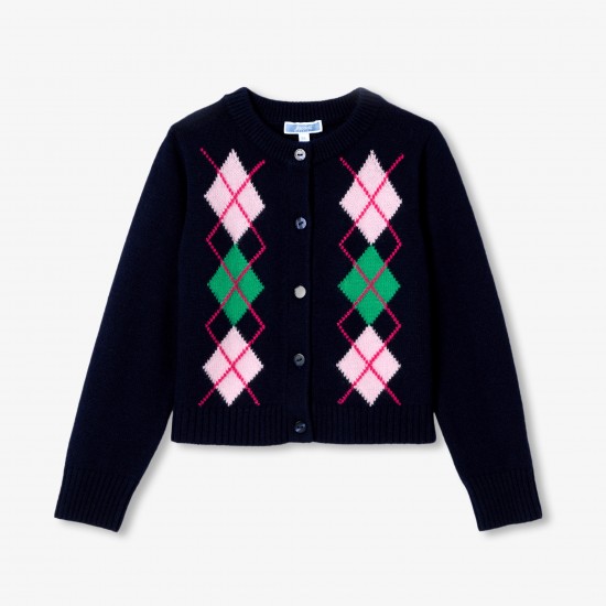 Girl argyle pattern cardigan