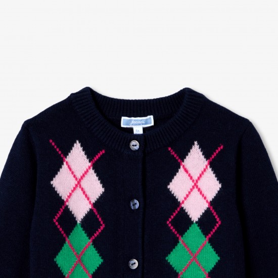 Girl argyle pattern cardigan