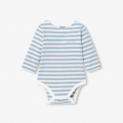 Baby boy striped jersey long-sleeved bodysuit