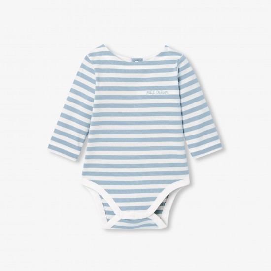 Baby boy striped jersey long-sleeved bodysuit