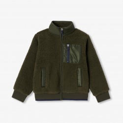 Boy bi-material cardigan