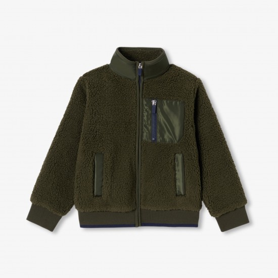 Boy bi-material cardigan