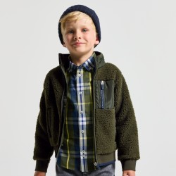 Boy bi-material cardigan
