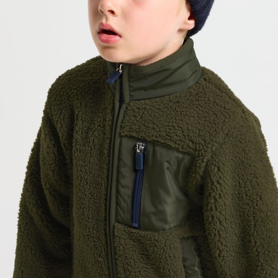 Boy bi-material cardigan