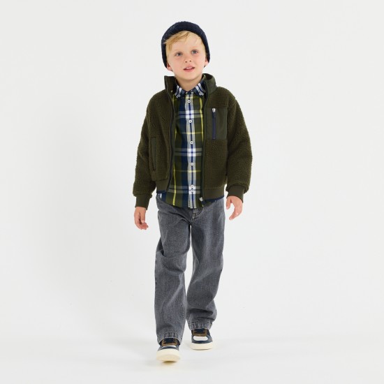 Boy bi-material cardigan